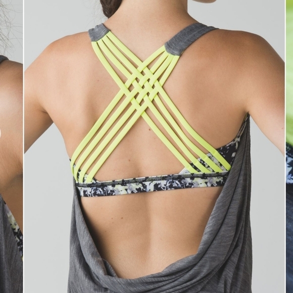 Lululemon Wild Tank Open Crossback Heathered Gray / Neon Yellow Size 6 - Picture 3 of 13